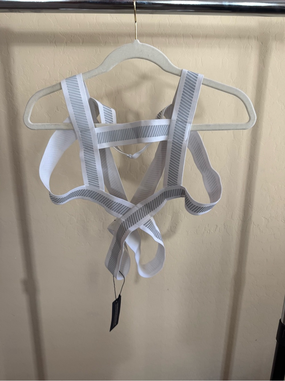 White Strappy Elastic Harness Top